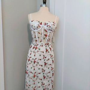 New White cherries mesh lace corset gown. Adjustable. Size Medium
